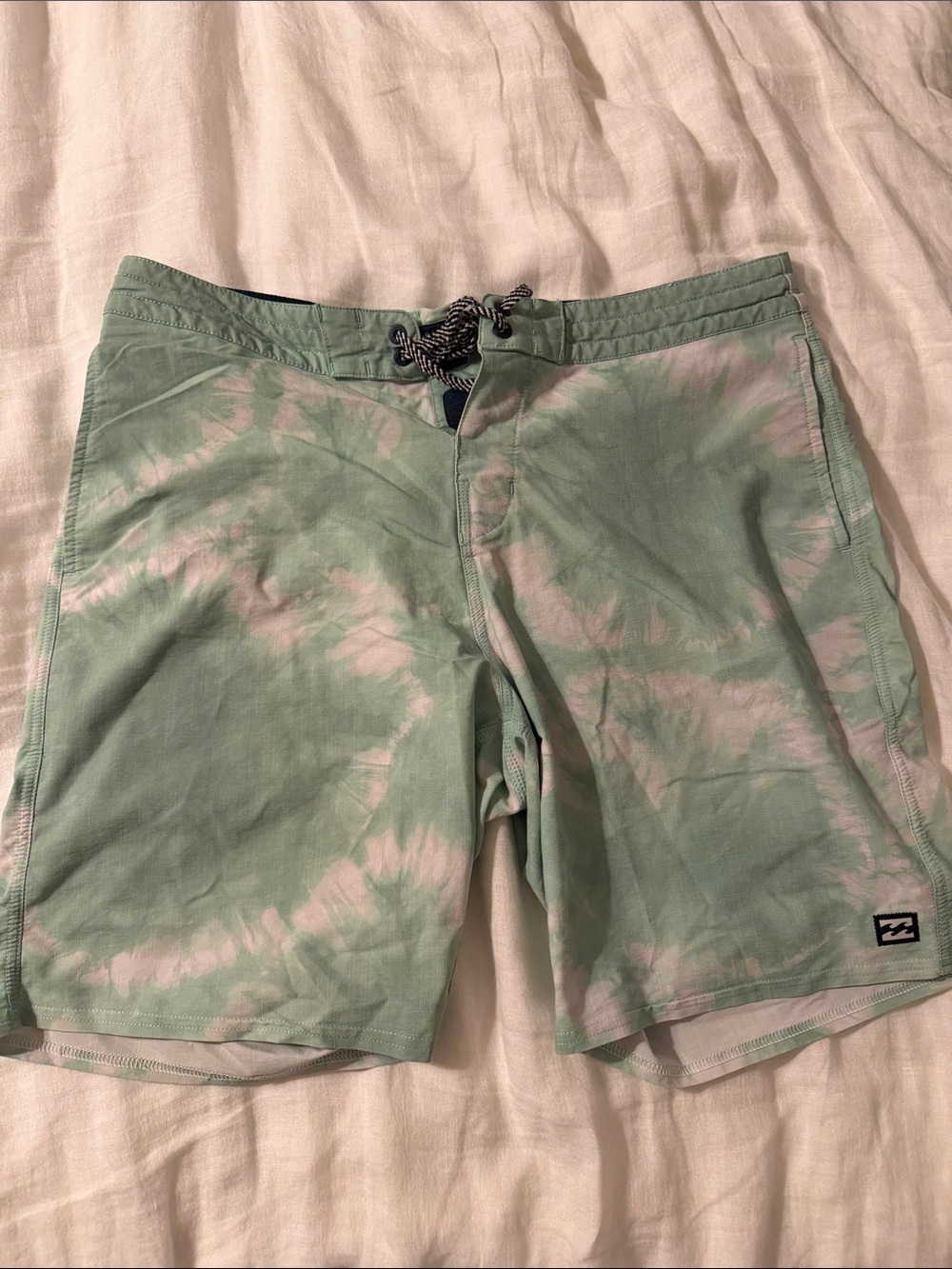 Billabong Men's Mint Green and White Tie-Dye Board Shorts